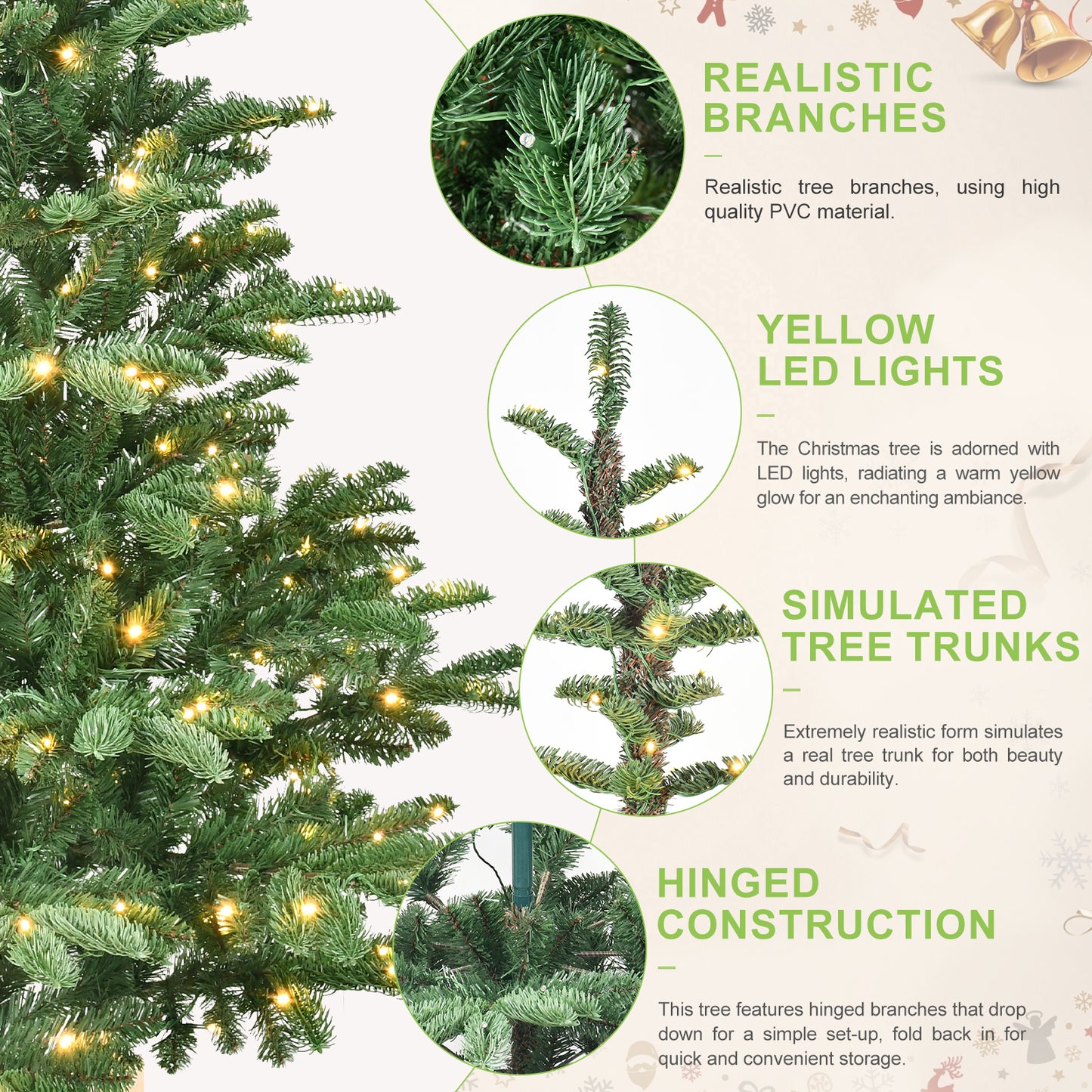 Premium 5ft Artificial Christmas Tree with Lights-Fast USA Shipping