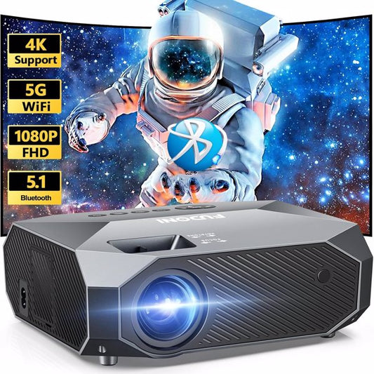 Smart Projector with 5G WiFi & Bluetooth – Native 1080P, 4K Support