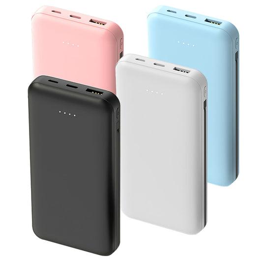 10000mAh Portable Power Bank with Built-in Type-c & Lightning Cables