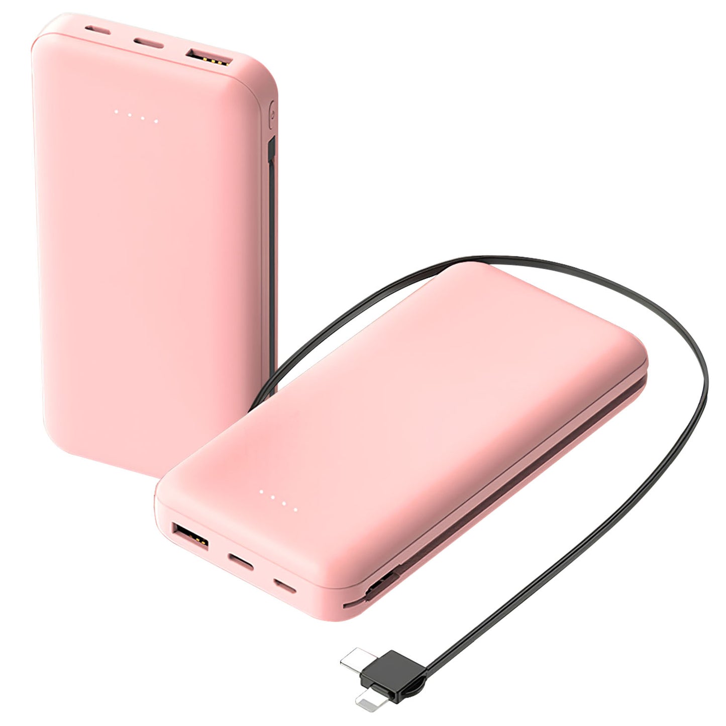 10000mAh Portable Power Bank with Built-in Type-c & Lightning Cables