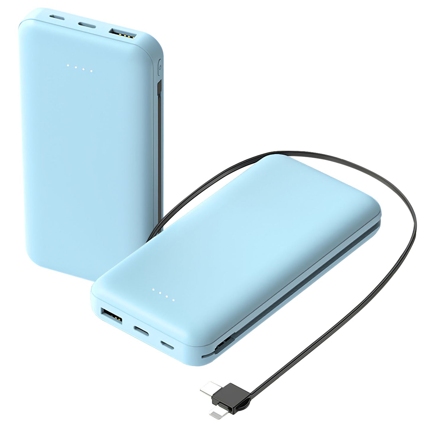 10000mAh Portable Power Bank with Built-in Type-c & Lightning Cables