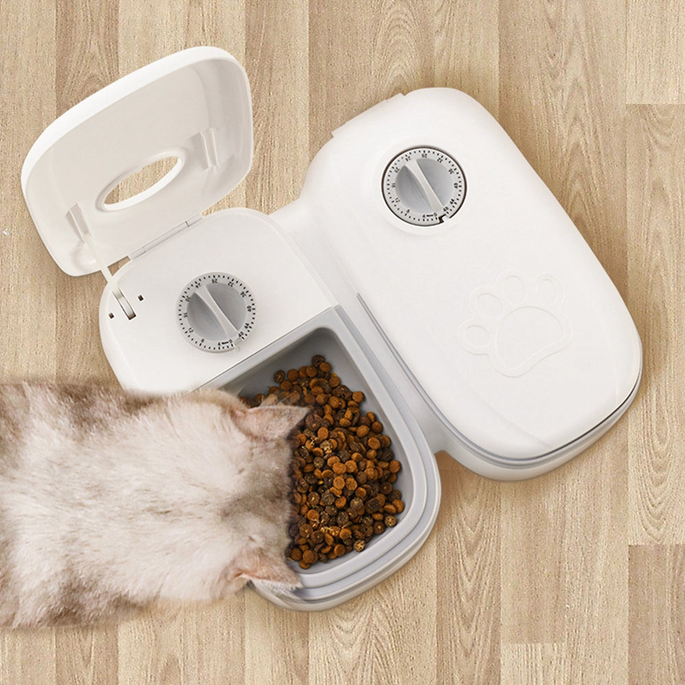Automatic Double Pet Feeder with Stainless Steel Bowls for Cats & Dogs
