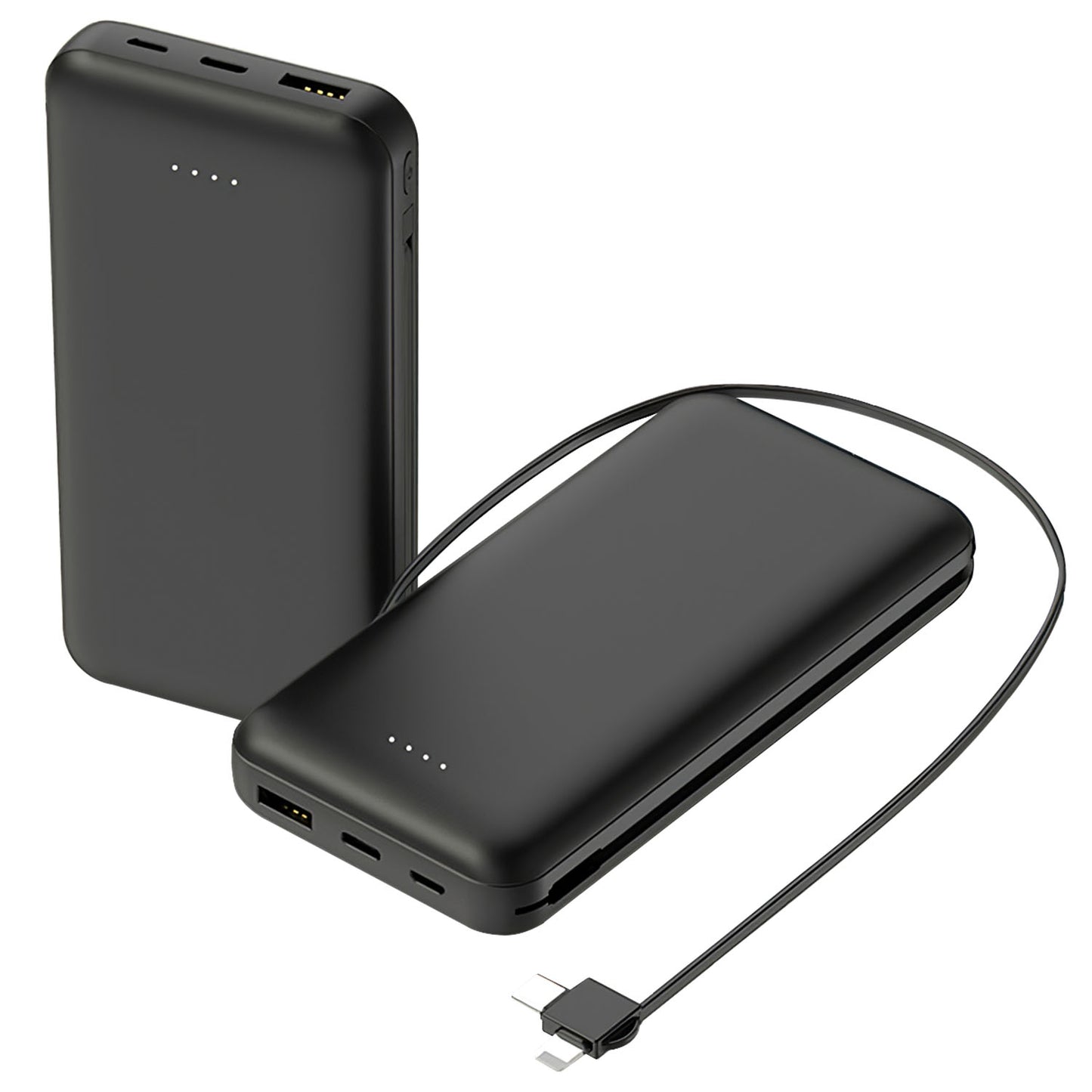 10000mAh Portable Power Bank with Built-in Type-c & Lightning Cables