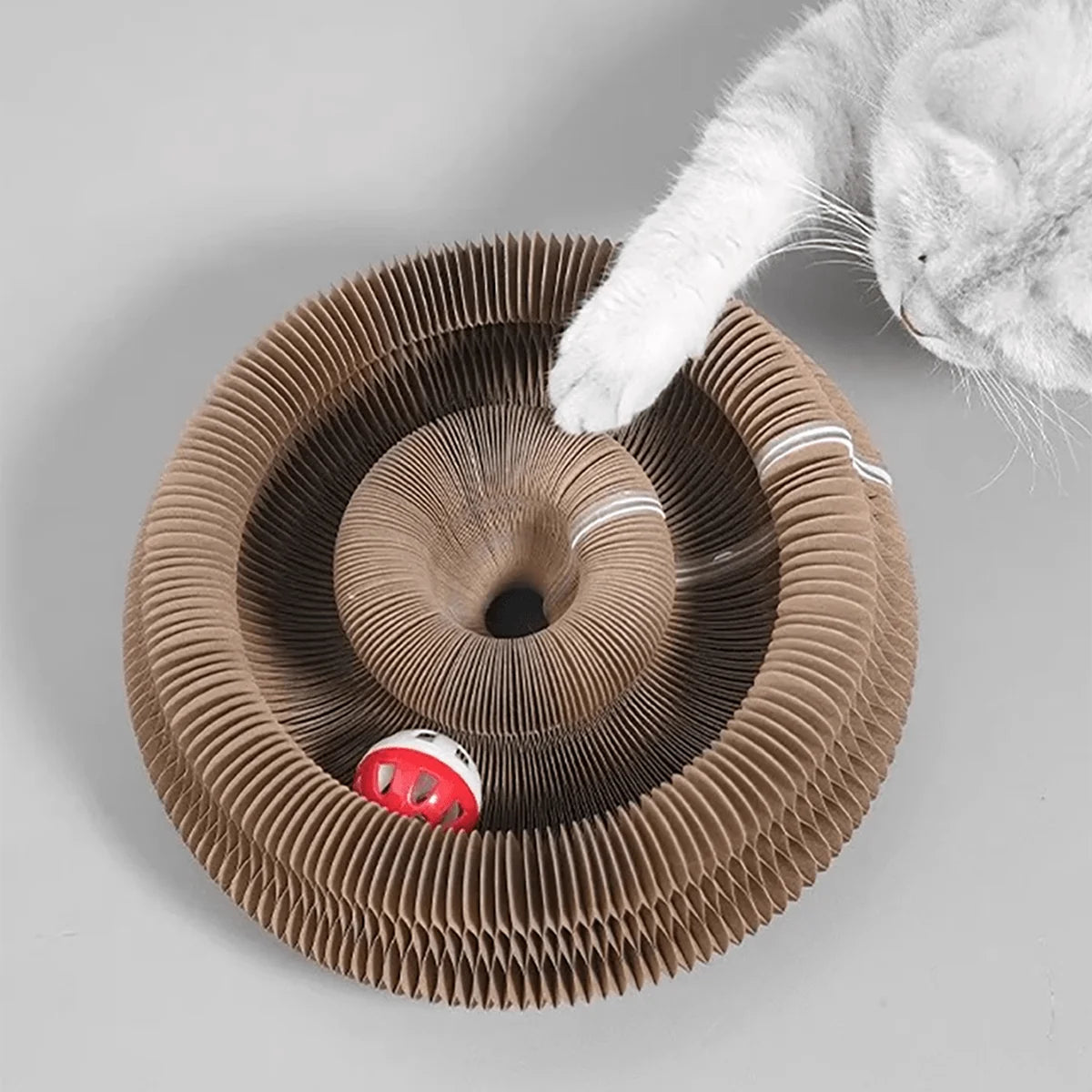 Foldable Cat Scratcher Toy with Catnip & Bell