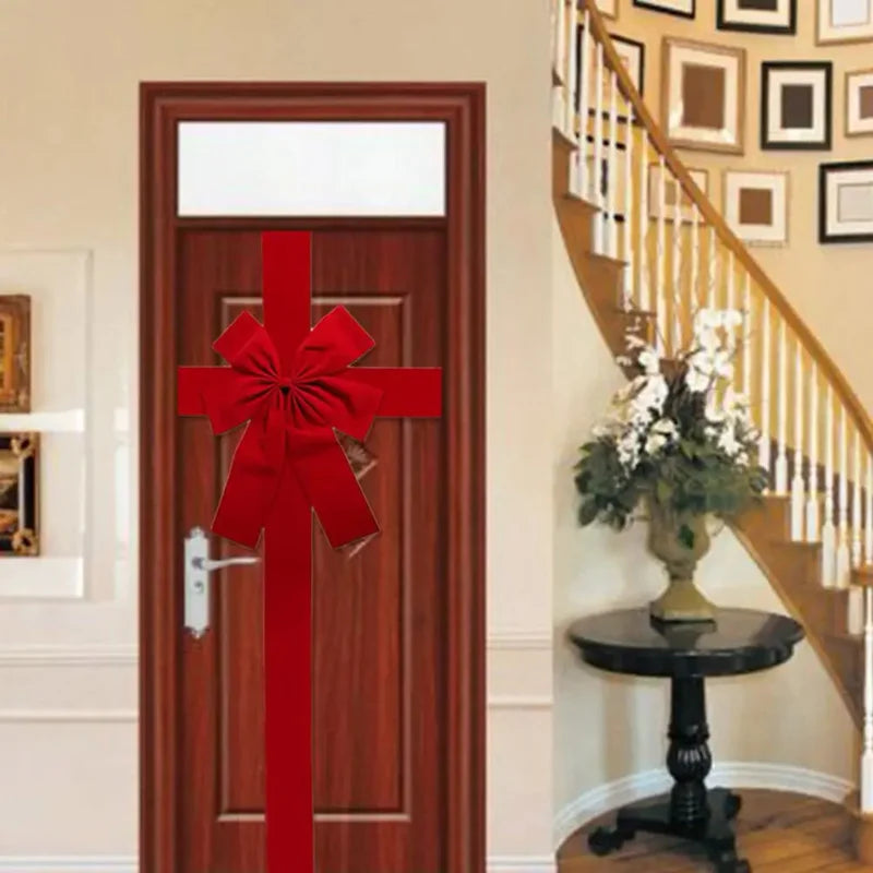 Festive Christmas Door Bow – Large Decorative Ribbon for Front Door & Holiday Home Decor