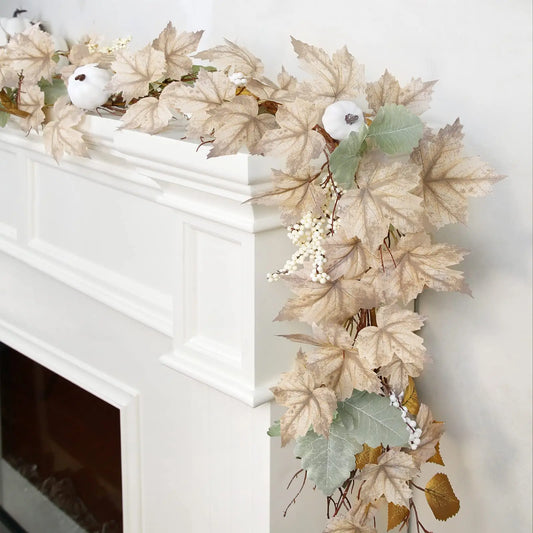 Autumn Maple Leaf Garland – 1.75m Fall Decoration for Fireplace & Home Decor