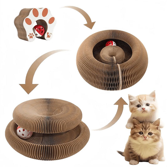 Foldable Cat Scratcher Toy with Catnip & Bell