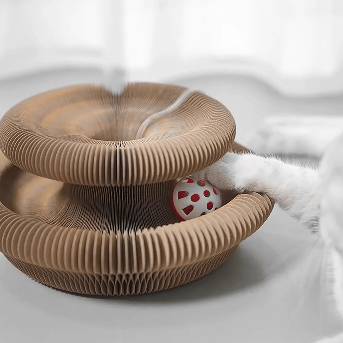 Foldable Cat Scratcher Toy with Catnip & Bell
