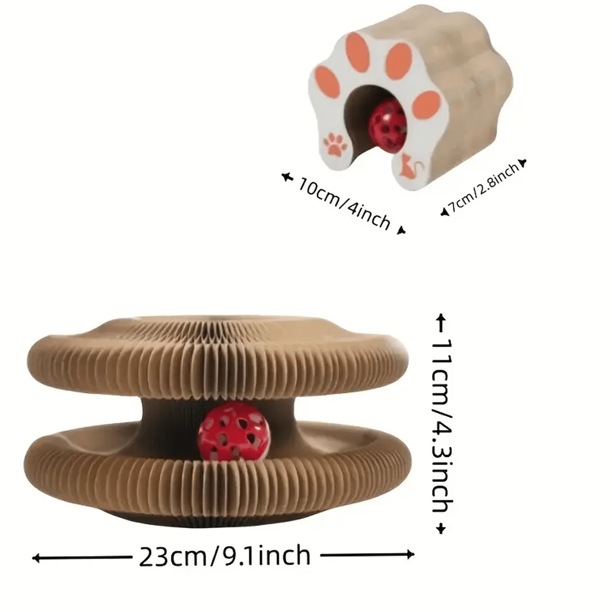 Foldable Cat Scratcher Toy with Catnip & Bell