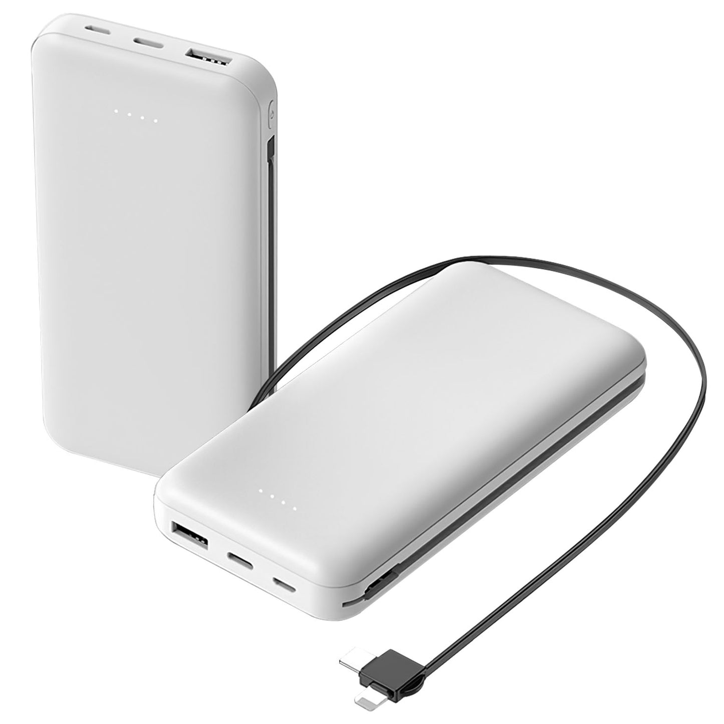 10000mAh Portable Power Bank with Built-in Type-c & Lightning Cables