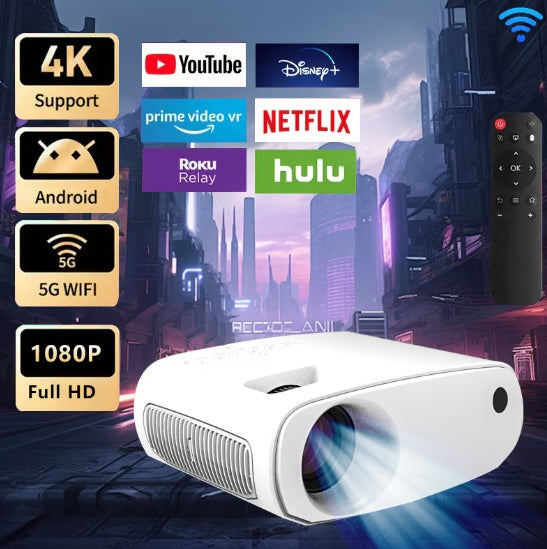 Mini HD  Smart Projector 1080P with 5G Wifi & 4K Support