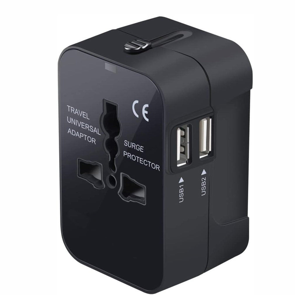 Universal Travel Adapter with USB-C-Worldwide Plug Charger (Black)