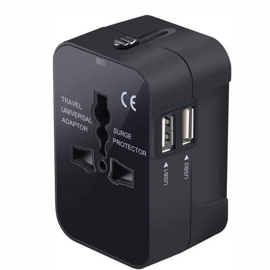 Universal Travel Adapter with USB-C-Worldwide Plug Charger (Black)
